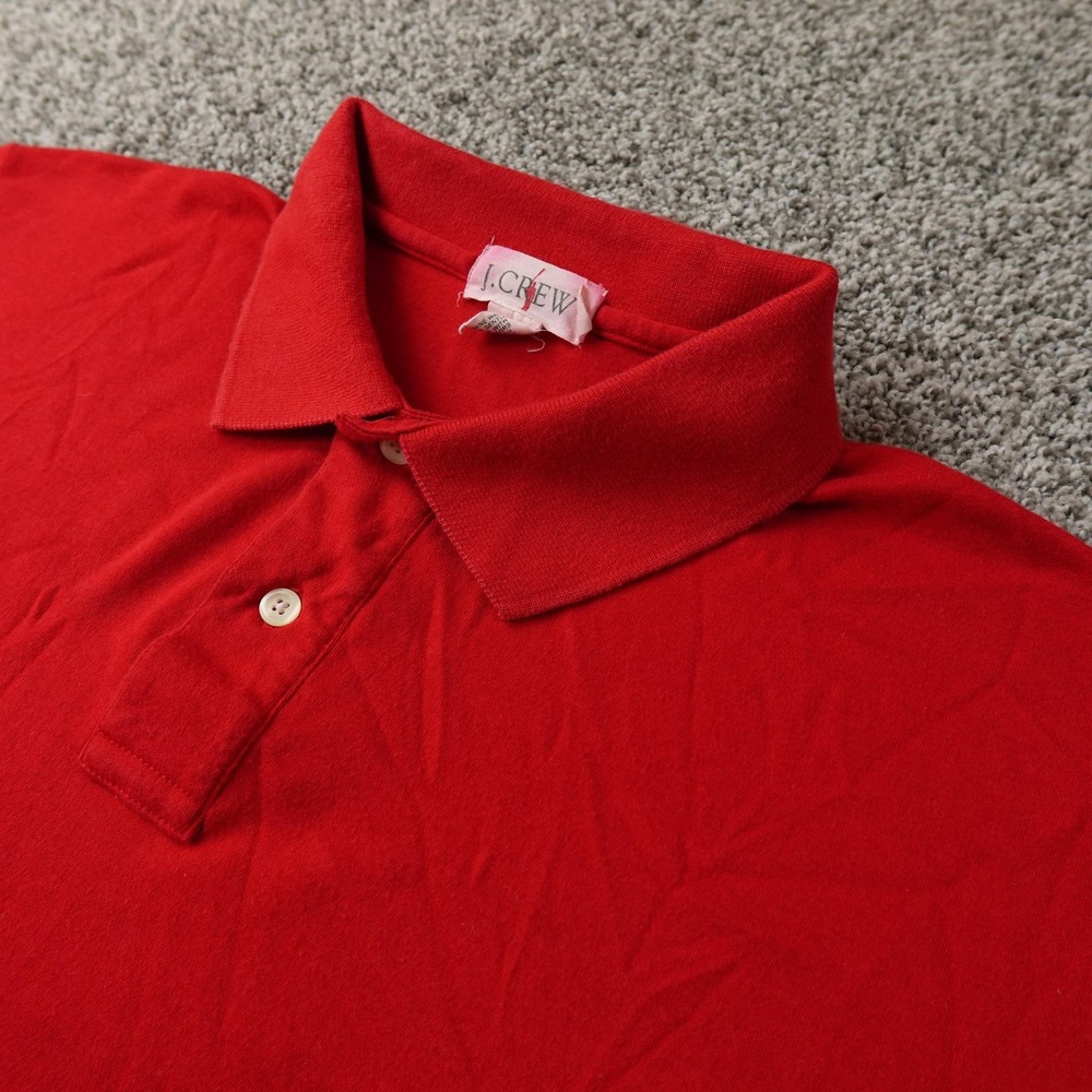 VTG J Crew Polo Shirt Mens L Red Oarsman Short Sleeve Golf Preppy Casual 90s Y2K